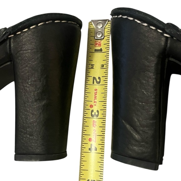 Donald Pliner Black Woven Leather Busy Heeled Platform Mule Clog Bootie Shoes - Picture 8 of 16